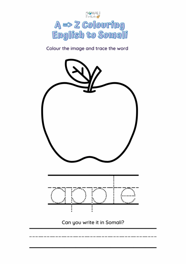 A to Z English Alphabet  with Somali Translation and Tracing Activities for Kids - Image 3