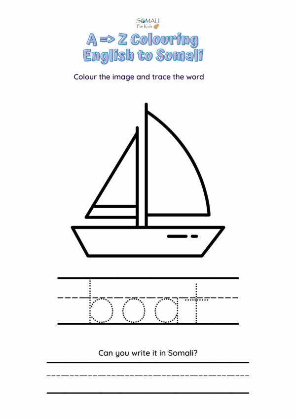 A to Z English Alphabet  with Somali Translation and Tracing Activities for Kids - Image 4