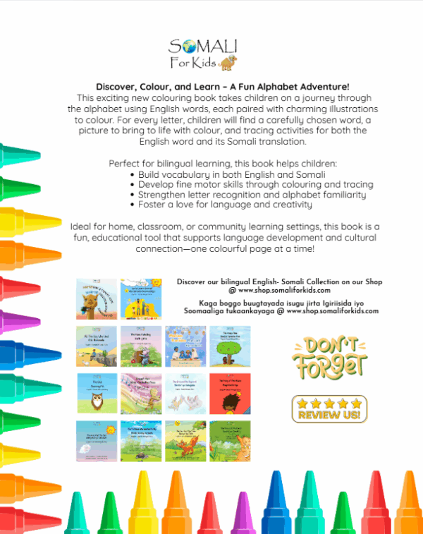 A to Z English Alphabet  with Somali Translation and Tracing Activities for Kids - Image 5