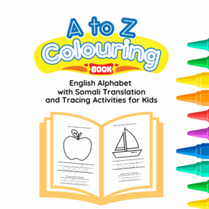 A to Z English Alphabet  with Somali Translation and Tracing Activities for Kids